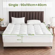 1500GSM Bamboo Mattress Topper Extra Thick 10CM Bed Topper Single: 90 x 191 + 40 cm V201-W13484774