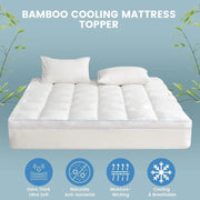 1500GSM Bamboo Mattress Topper Extra Thick 10CM Bed Topper Single: 90 x 191 + 40 cm V201-W13484774