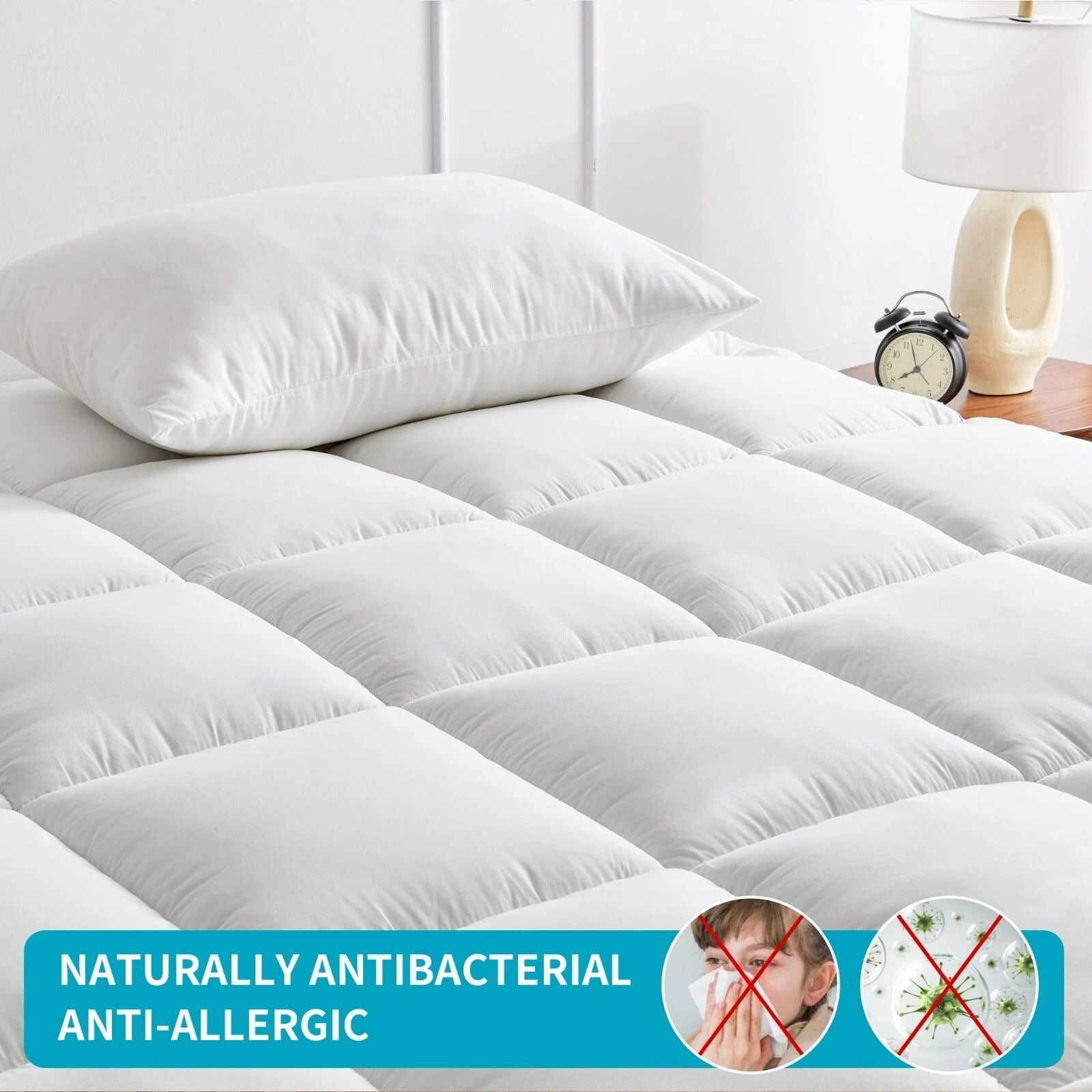 1500GSM Bamboo Mattress Topper Extra Thick 10CM Bed Topper King: 180 x 203 + 40 cm V201-W13484797