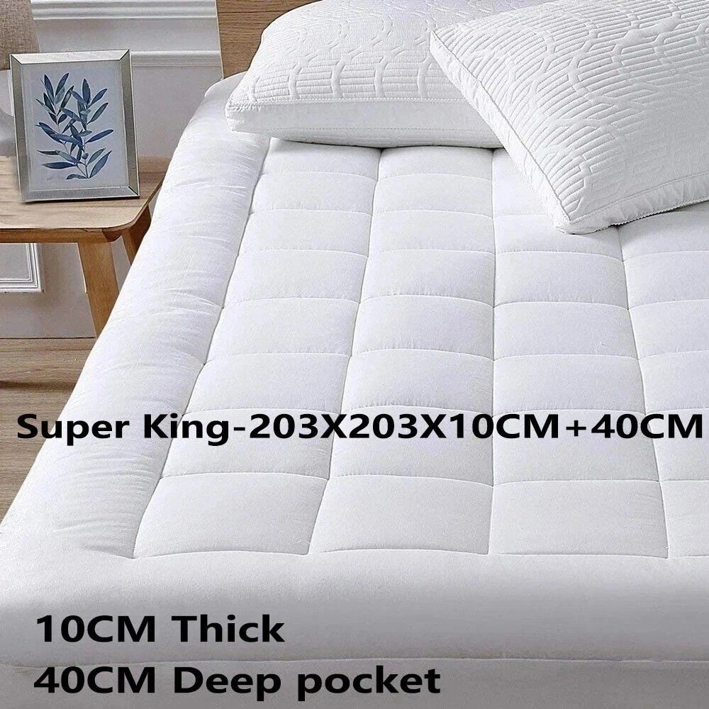 1500GSM Bamboo Mattress Topper Extra Thick 10CM Bed Topper super King: 203 x 203 + 40 cm V201-W13484801