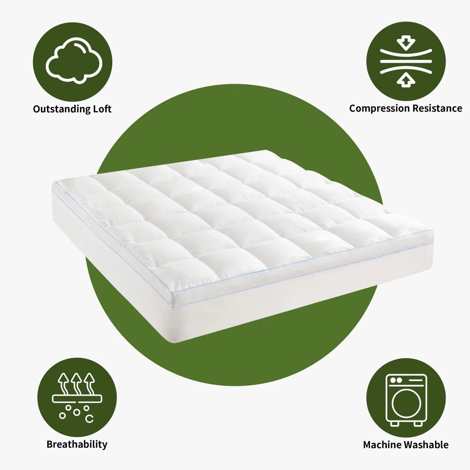 1500GSM Bamboo Mattress Topper Extra Thick 10CM Bed Topper super King: 203 x 203 + 40 cm V201-W13484801