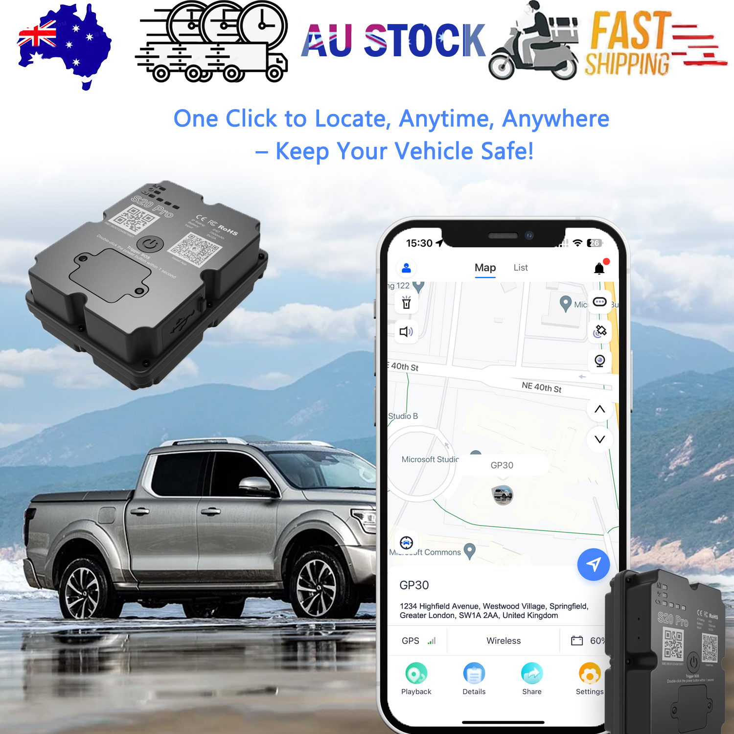 4G GPS Tracker for Car/Moto/Luggage - Waterproof, Real-time Tracking 30 Days Battery Life, Remote Control via V201-W13485932