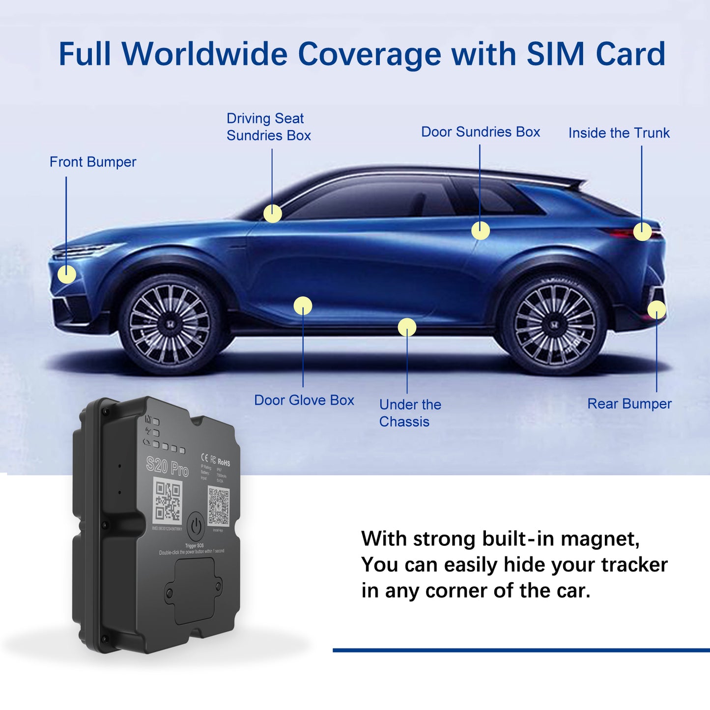 4G GPS Tracker for Car/Moto/Luggage - Waterproof, Real-time Tracking 30 Days Battery Life, Remote Control via V201-W13485932