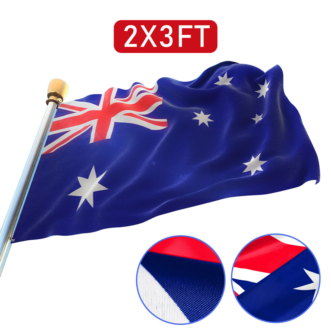 2 Pack Australian Aussie Flag Australia Day Oz AU 2x3ft 60x90cm Polyester V201-W13534981