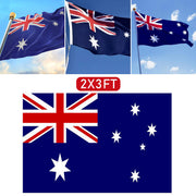 2 Pack Australian Aussie Flag Australia Day Oz AU 2x3ft 60x90cm Polyester V201-W13534981