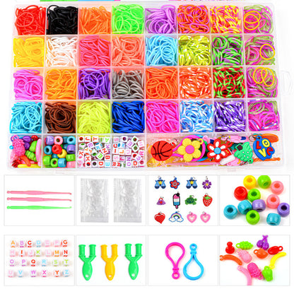 40Grids Rainbow Loom Bands Rubber Bracelet Making Kit S Clips Beads DIY Toys V201-W13555223