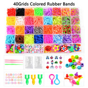 40Grids Rainbow Loom Bands Rubber Bracelet Making Kit S Clips Beads DIY Toys V201-W13555223