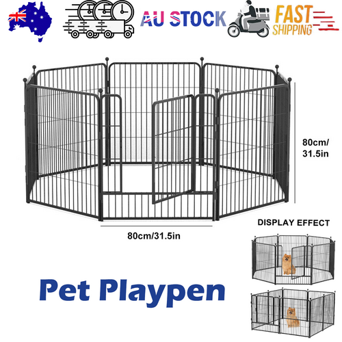 32"8 Panel Pet Dog Playpen Cage Enclosure Exercise Cat Puppy Metal Fence AU V201-W13559014