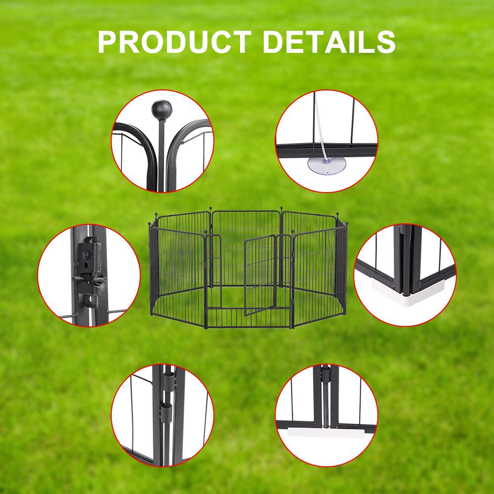 32"8 Panel Pet Dog Playpen Cage Enclosure Exercise Cat Puppy Metal Fence AU V201-W13559014