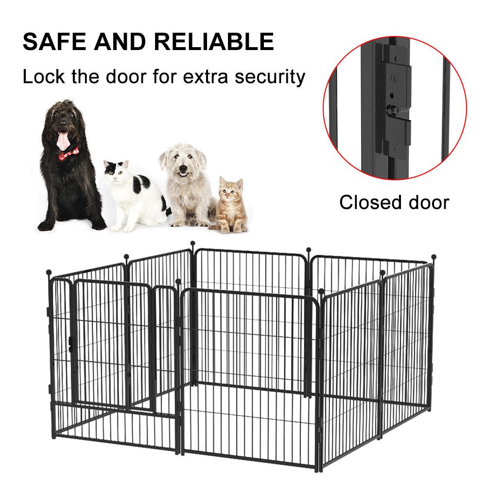 32"8 Panel Pet Dog Playpen Cage Enclosure Exercise Cat Puppy Metal Fence AU V201-W13559014