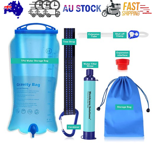 Survival Portable Water Purifier Filter Straw Gravity Water Filtration System 3L V201-W13583901