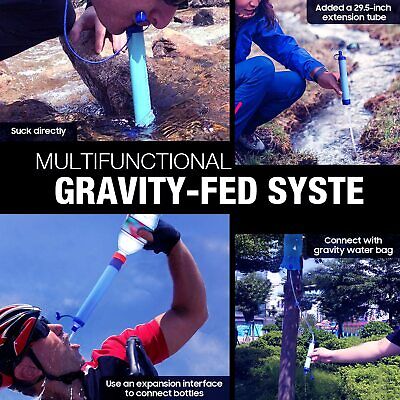 Survival Portable Water Purifier Filter Straw Gravity Water Filtration System 3L V201-W13583901