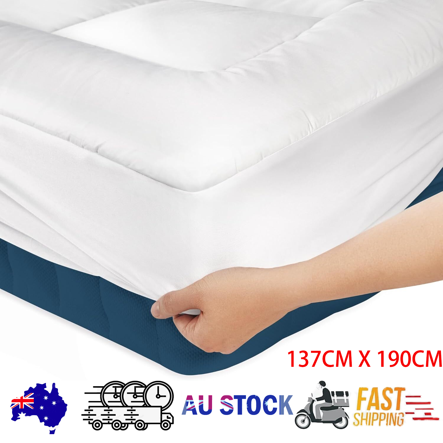 Luxury Mattress Topper Pillowtop Bedding Mat Pad Fitted Cover Underlay DOULBE V201-W13616858