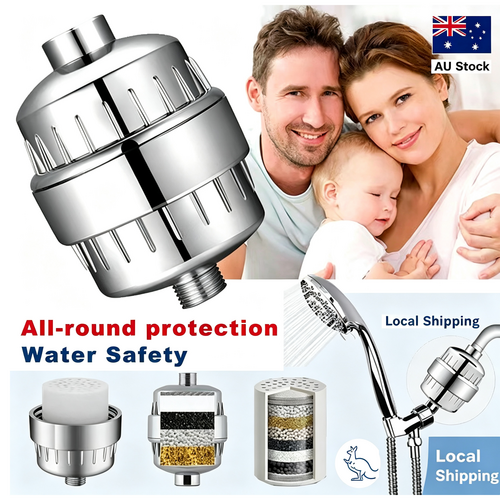 20 Stage Shower Head Filter Bath Hard Water Softener Chlorine Purifier 3 Filters