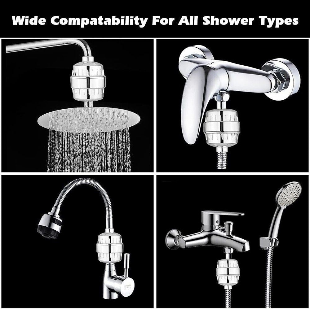 20 Stage Shower Head Filter Bath Hard Water Softener Chlorine Purifier 3 Filters