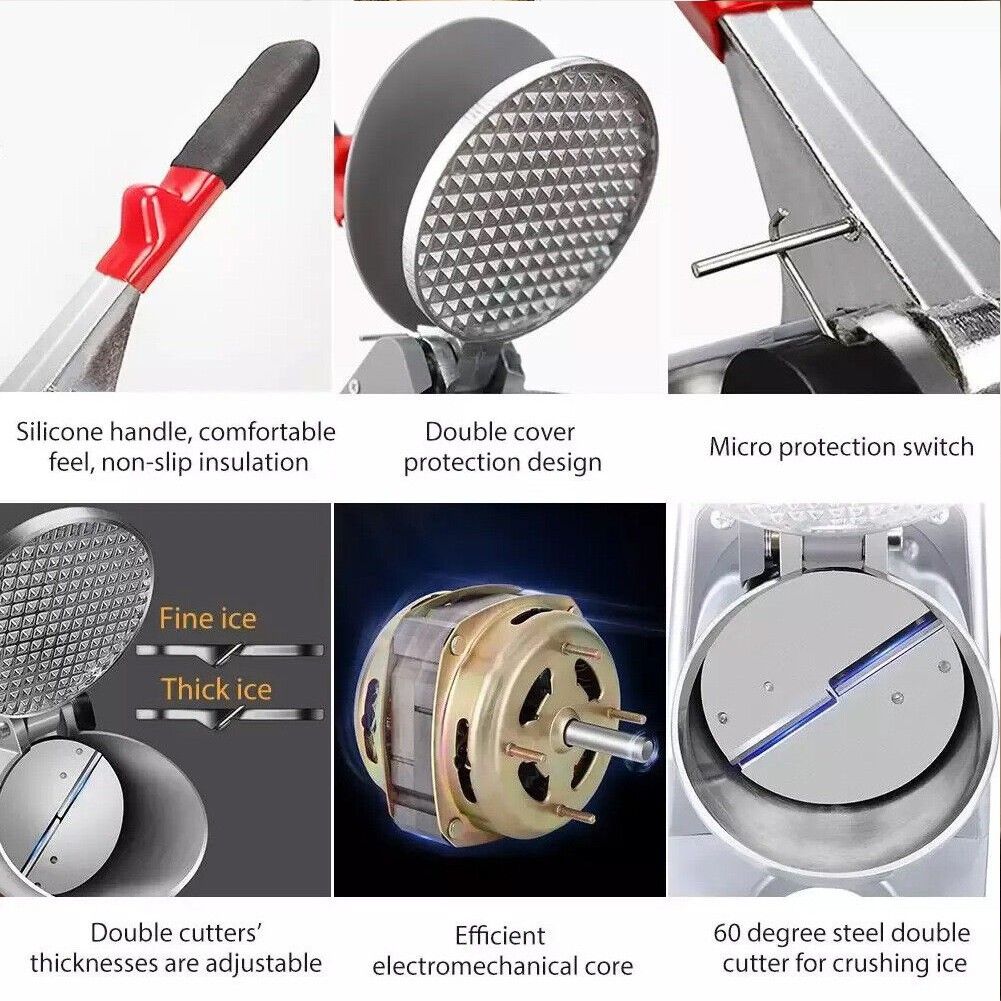 Upgraded Electric Ice Crusher Shaver Snow Cone Maker Commercial Machine2200r/m V201-W13654146