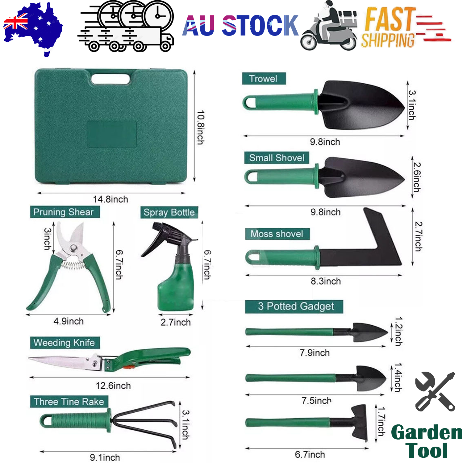 Shovel Harrow Potted Flower Gardening Tools Gift Kit Glove Garden Tool 10Pcs/Set V201-W13677361