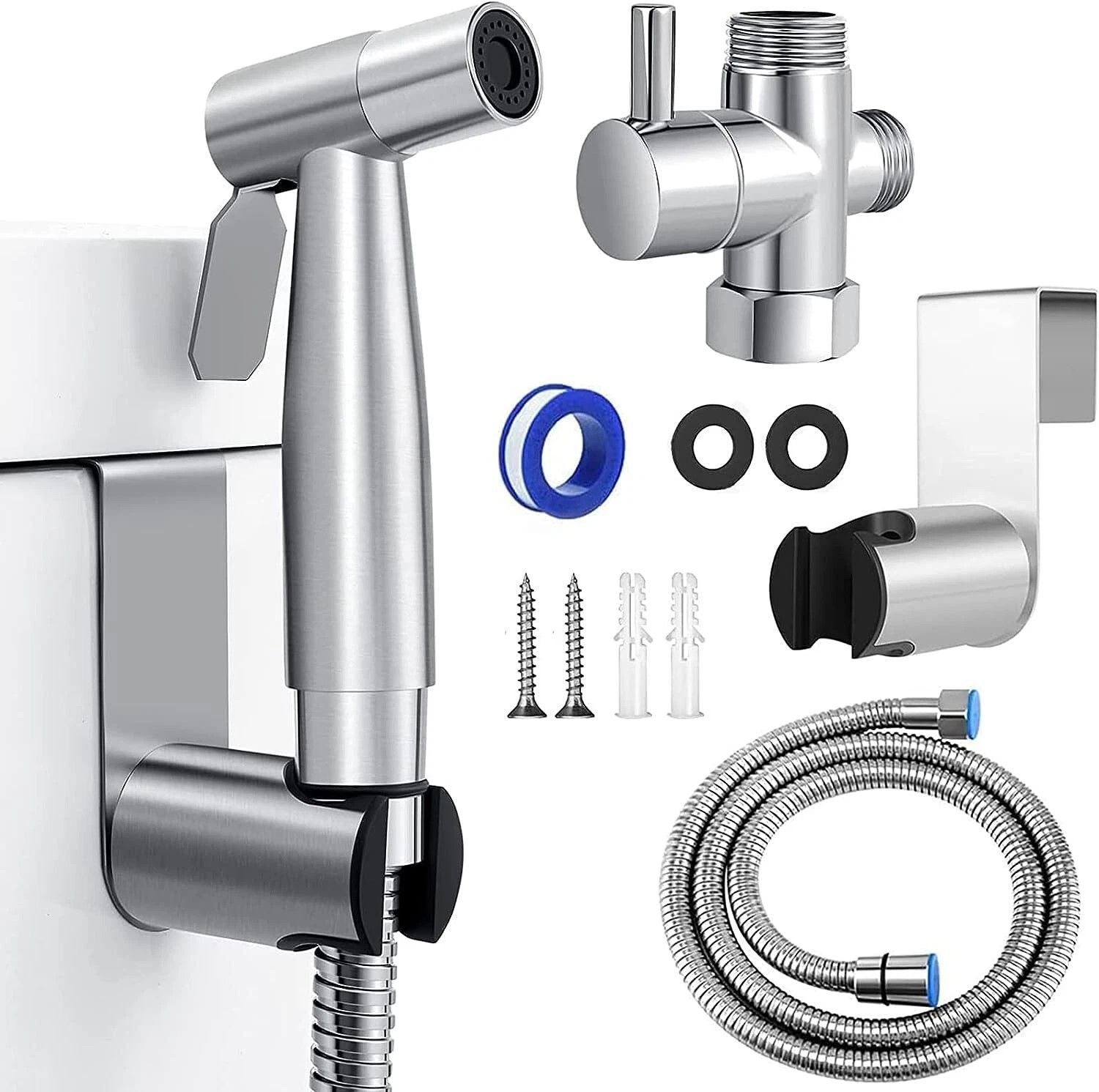 Stainless Steel Douche Bidet Toilet Spray Shower Shattaf Diverter Kit Handheld V201-W13677435