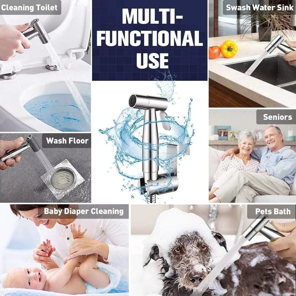 Stainless Steel Douche Bidet Toilet Spray Shower Shattaf Diverter Kit Handheld V201-W13677435