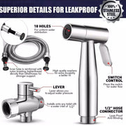 Stainless Steel Douche Bidet Toilet Spray Shower Shattaf Diverter Kit Handheld V201-W13677435