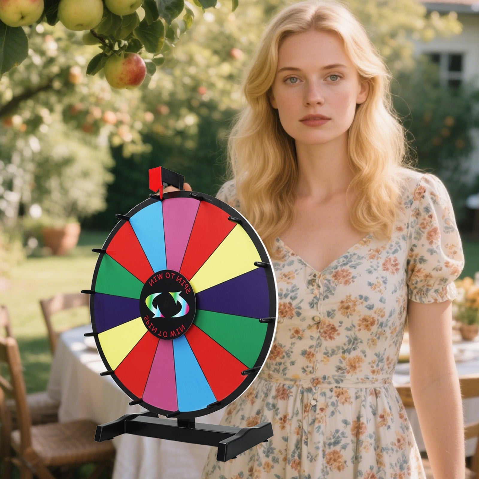 24" Prize Wheel 14 Slots Spinning with Stand Dry Erase Fortune Game Carnival V201-W13684300