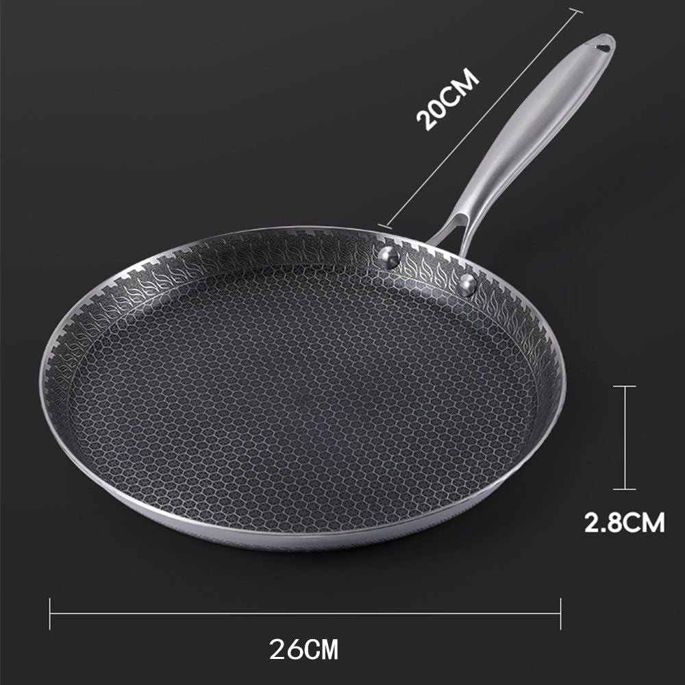 26cm Stainless Steel Crepe Pan Non-Stick Pan Honeycomb Coating Frying Pan Pizza6299 V201-W13885166
