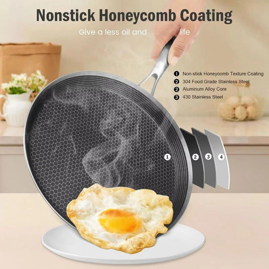 26cm Stainless Steel Crepe Pan Non-Stick Pan Honeycomb Coating Frying Pan Pizza6299 V201-W13885166