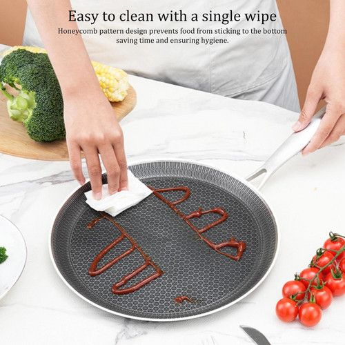 26cm Stainless Steel Crepe Pan Non-Stick Pan Honeycomb Coating Frying Pan Pizza6299 V201-W13885166