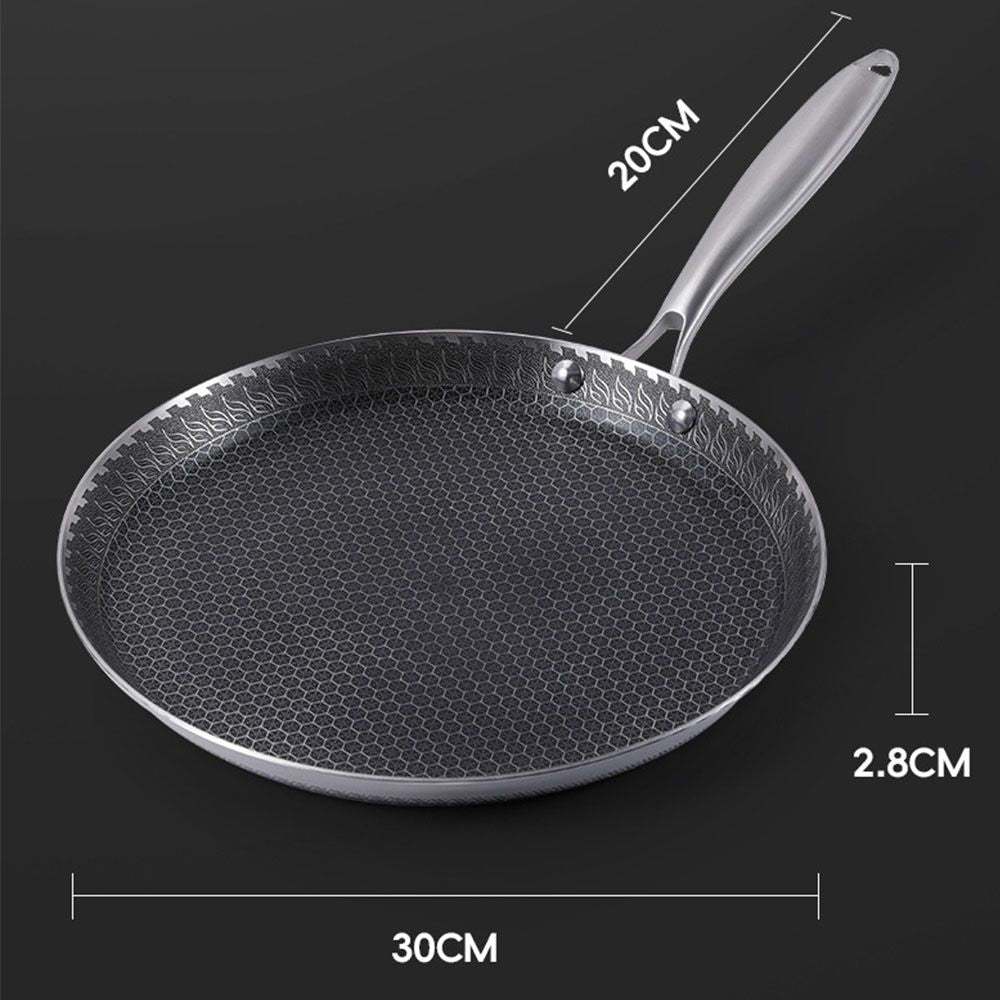 30cm Stainless Steel Crepe Pan Non-Stick Pan Honeycomb Coating Frying Pan Pizza6299 V201-W13885168