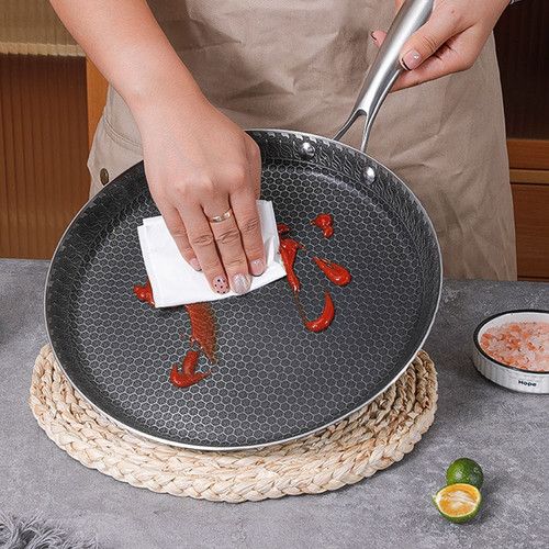 30cm Stainless Steel Crepe Pan Non-Stick Pan Honeycomb Coating Frying Pan Pizza6299 V201-W13885168