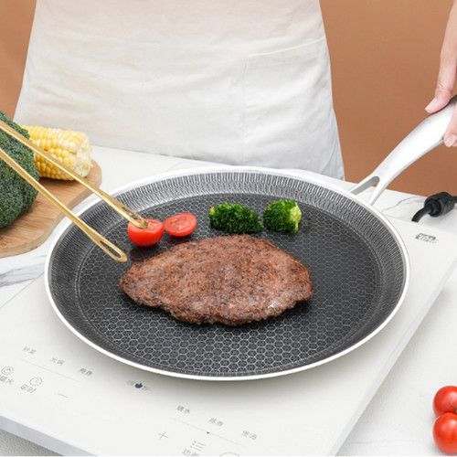 30cm Stainless Steel Crepe Pan Non-Stick Pan Honeycomb Coating Frying Pan Pizza6299 V201-W13885168