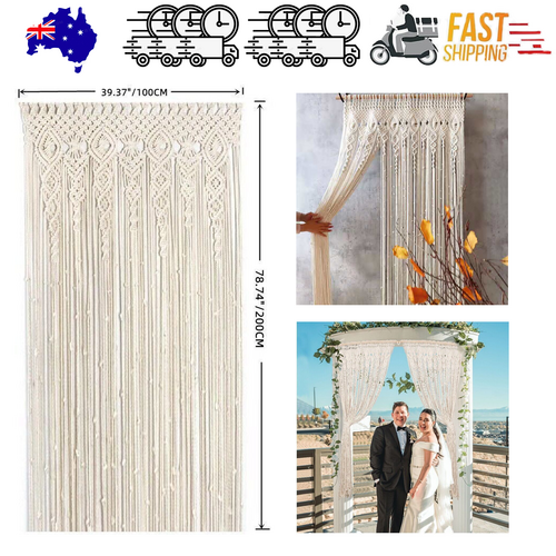 2m Heavy Duty Macrame Curtain Boho Woven Wall Hanging Window Doorway Wedding V201-WALL0102WH8AU