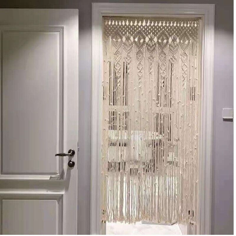 2m Heavy Duty Macrame Curtain Boho Woven Wall Hanging Window Doorway Wedding V201-WALL0102WH8AU