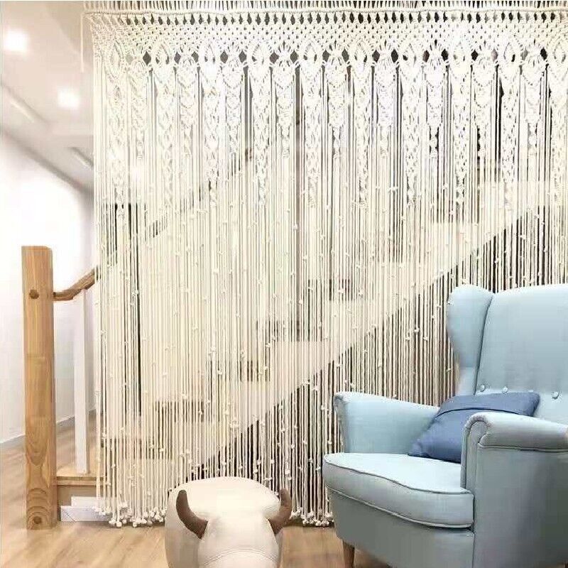 2m Heavy Duty Macrame Curtain Boho Woven Wall Hanging Window Doorway Wedding V201-WALL0102WH8AU