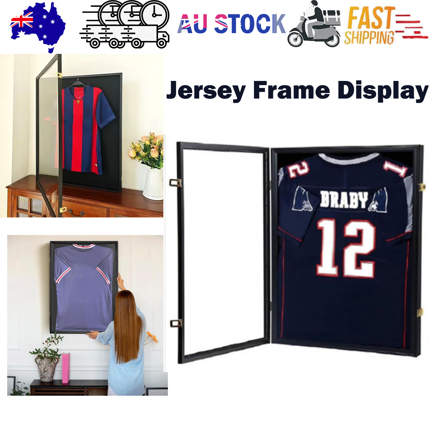 Jersey Frame Display Case Large Sports Jersey Showcase Box Custom Shirt Display V201-WEAR8060BL8AU
