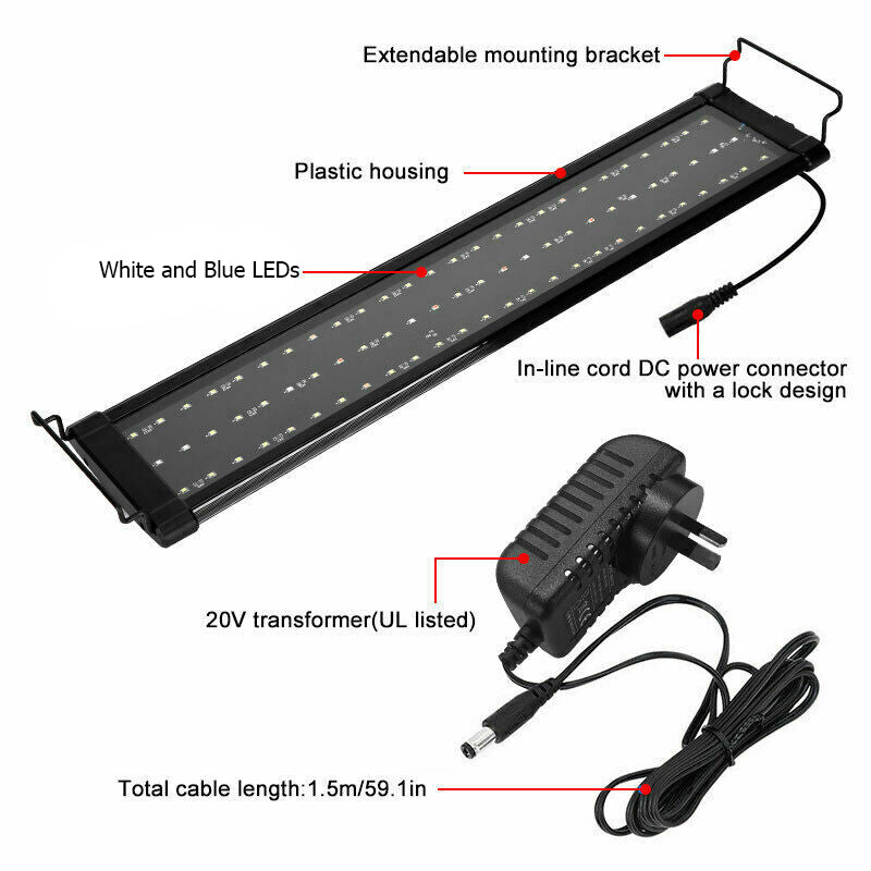 90cm Aquarium Light Lighting Full Spectrum Aqua Plant Fish Tank Bar LED Lamp V201-YGD0016BW8AU