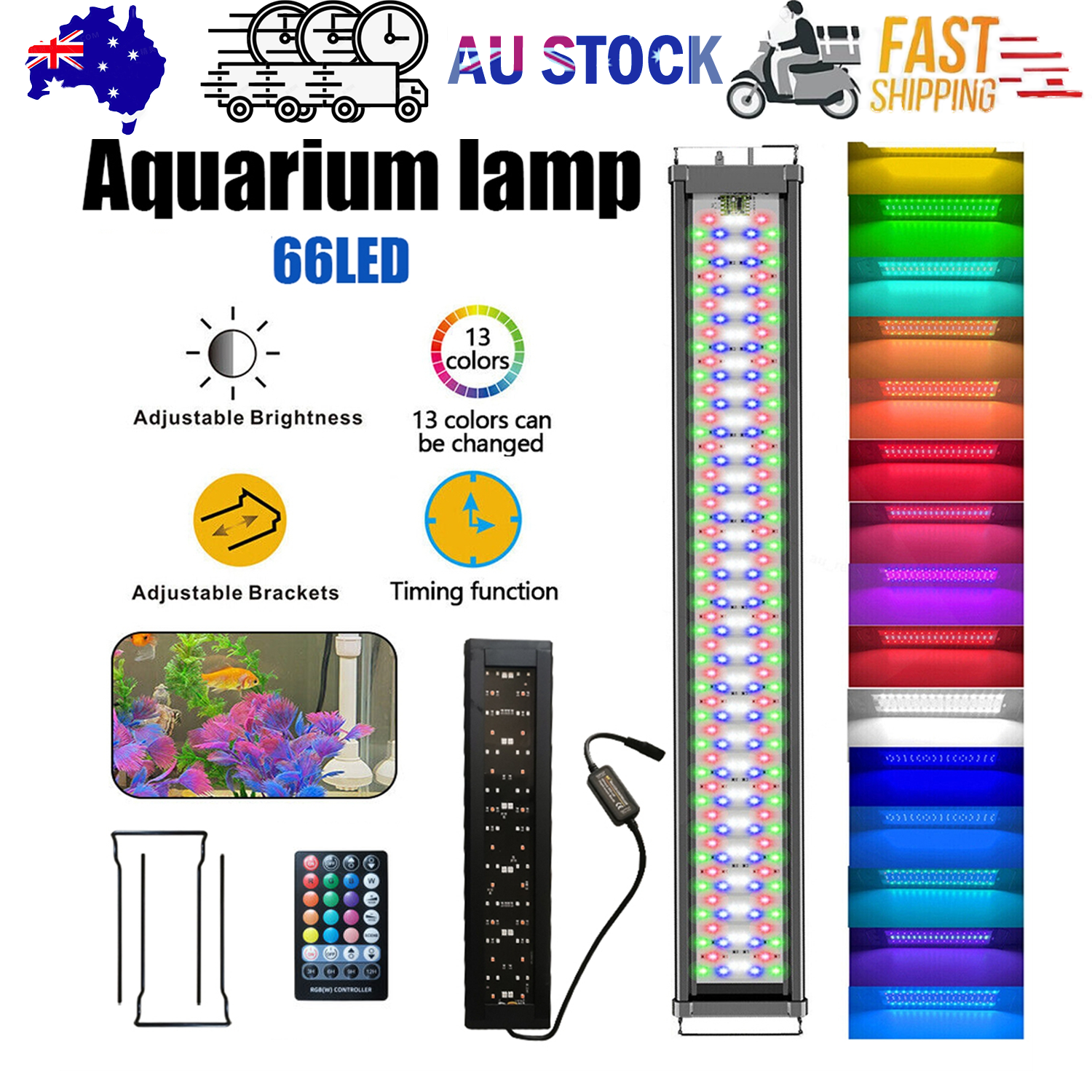 LED Light 40cm Full Spectrum Aquarium Lighting Aqua Plant Fish Tank Lamp 15W V201-YGD0018CO8X1