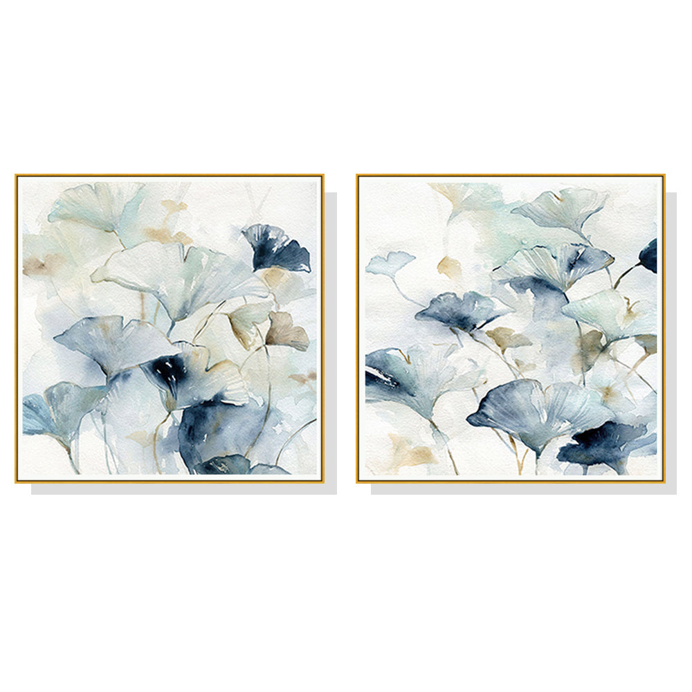 Wall Art 60cmx60cm Gingko Leaves By Carol Robinson 2 Sets Gold Frame Canvas V207-1032