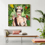 Wall Art 60cmx60cm Self Portrait by Frida Kahlo Wood Frame Canvas V207-1038