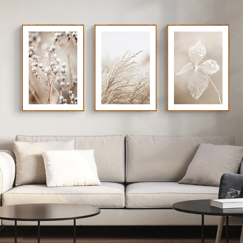 Wall Art 60cmx90cm Dried Flower 3 Sets Wood Frame Canvas V207-1045