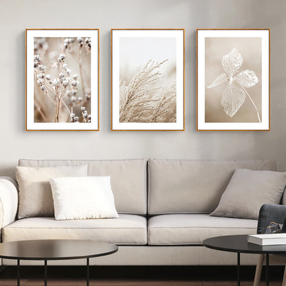 Wall Art 60cmx90cm Dried Flower 3 Sets Wood Frame Canvas V207-1045