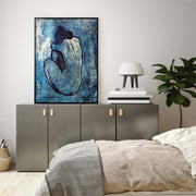 Wall Art 60cmx90cm Blue Nude by Pablo Picasso Black Frame Canvas V207-1071