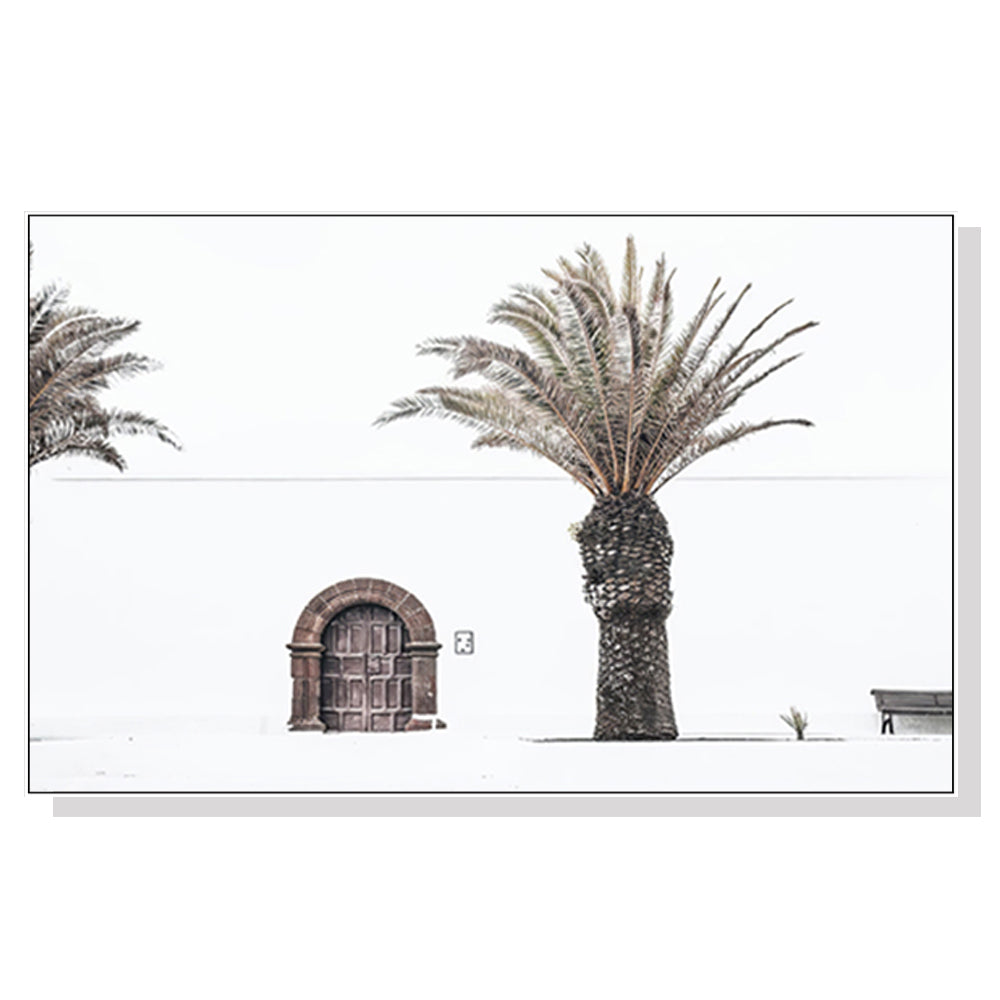 Wall Art 60cmx90cm European Palm Tree White Frame Canvas V207-1101