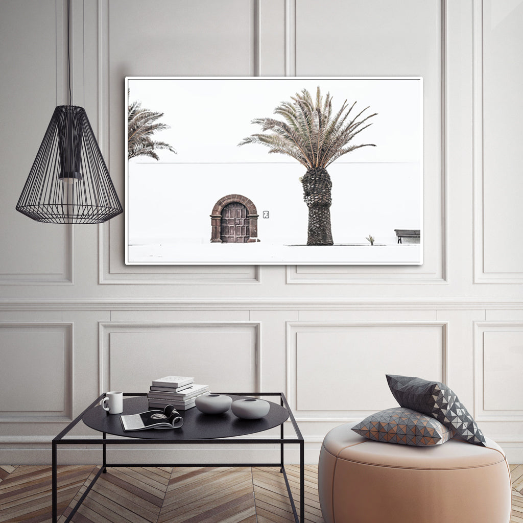 Wall Art 60cmx90cm European Palm Tree White Frame Canvas V207-1101