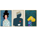 Wall Art 40cmx60cm Modern Figure 3 Sets Gold Frame Canvas V207-1124