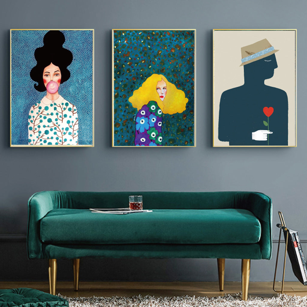Wall Art 40cmx60cm Modern Figure 3 Sets Gold Frame Canvas V207-1124