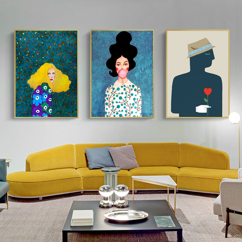Wall Art 40cmx60cm Modern Figure 3 Sets Gold Frame Canvas V207-1124