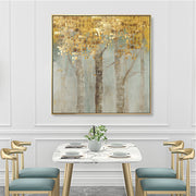 Wall Art 70cmx70cm Golden Leaves 2 Sets Gold Frame Canvas V207-1186
