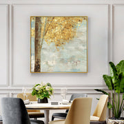 Wall Art 70cmx70cm Golden Leaves 2 Sets Gold Frame Canvas V207-1186