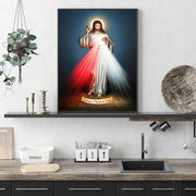 Wall Art 70cmx100cm Jesus Divine Mercy I Trust In You Black Frame Canvas V207-1213